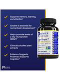 Supplement bottle labeled 'Cognitropic' by Premier Research Labs with text highlighting benefits on a blue background.