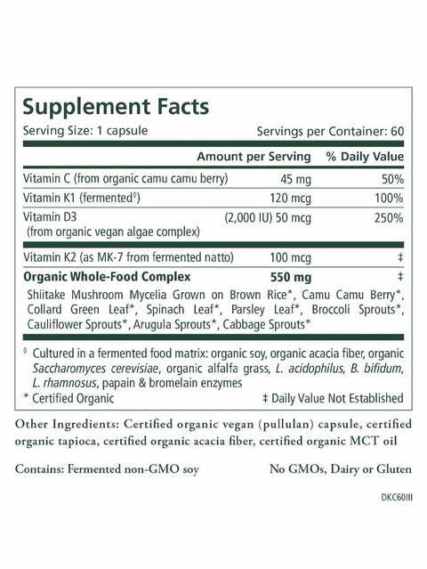 D3+ K2 Complex, 60 Caps, Pure Synergy, Supplement Facts