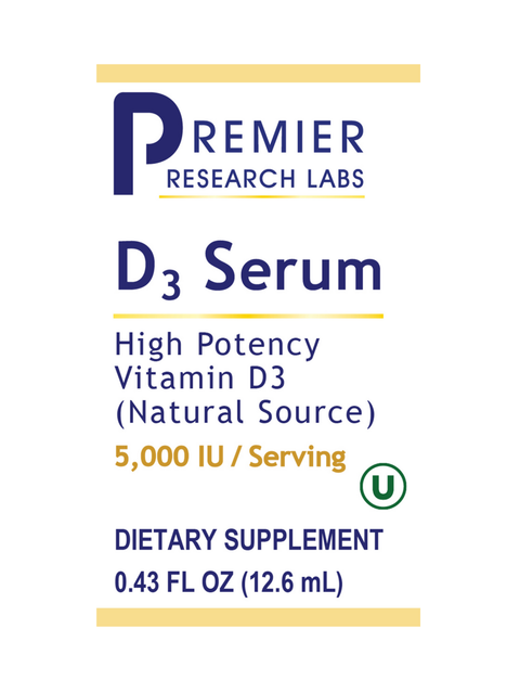 D3 Serum, 1000 IU per drop, Premier Research Labs, front label