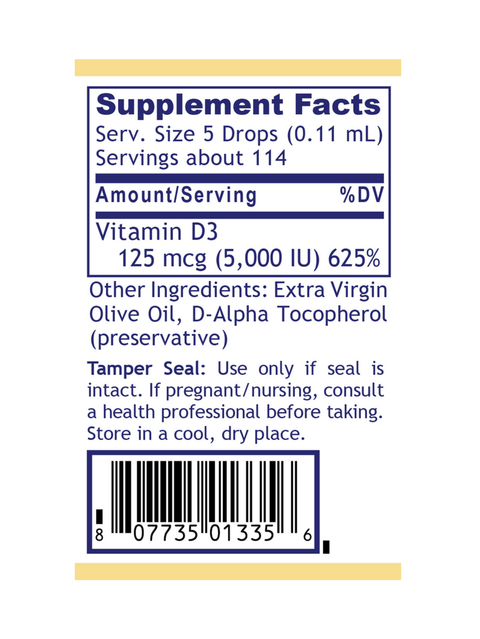 D3 Serum, 1000 IU per drop, Premier Research Labs, supplement facts