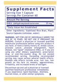 DHEA Premier, 60 Veg Caps, Premier Research Labs, supplement facts