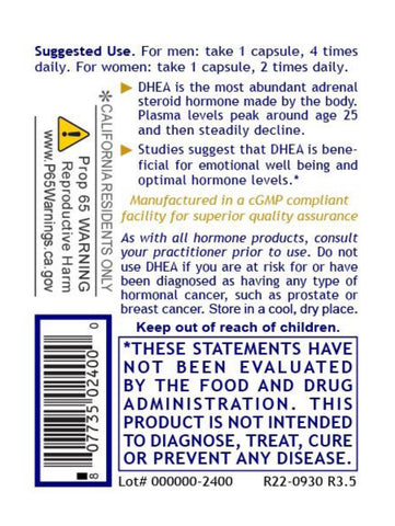 DHEA Premier, 60 Veg Caps, Premier Research Labs, Label