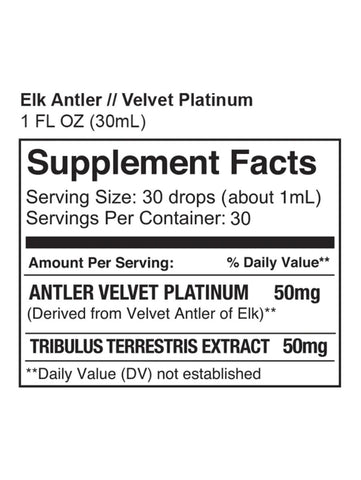 Elk Antler Velvet Platinum, 1oz, Surthrival, Supplement Facts
