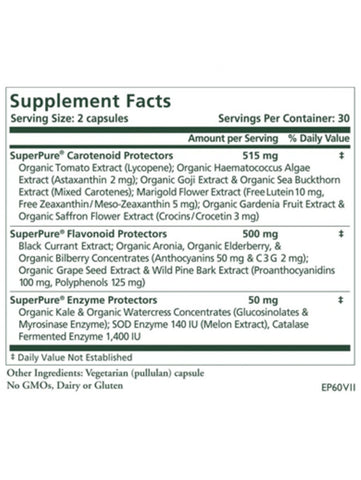 Eye Protector, 60 Veg Caps, Pure Synergy, Supplement Facts