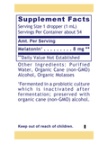 Supplement facts for Melatonin-ND, Sleep Support, 2oz, Premier Research Labs