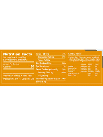 Fitness Vegan Protein Bars, Chocolate, Sugar-Free, 2oz, Rawmantic, Nutrition Facts