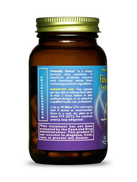 Friendly Force, Probiotic, 60 VeganCaps, Healthforce Superfoods, Label