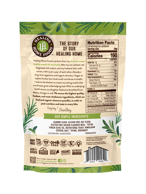 Raw Crackers, Garden Herb, 3.5oz, Healing Home Foods, back