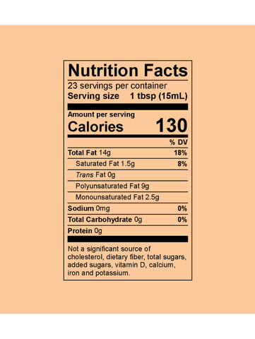 Garlic Chili Flax Salad Dressing Oil, 12 oz, Omega Nutrition, Nutrition Facts