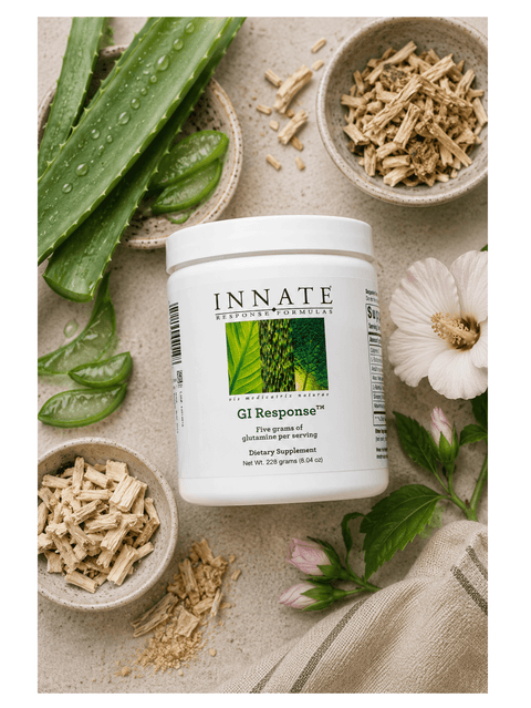 GI Response, 8.4oz, Innate Response Formulas, laying with aloe vera and slippery elm