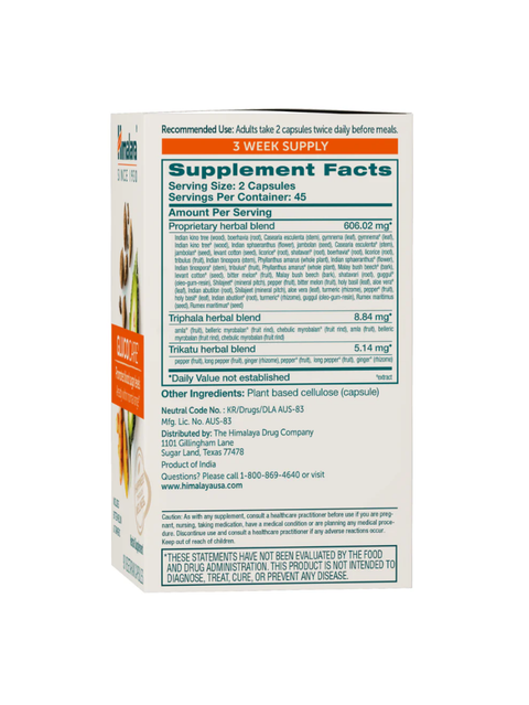 GlucoCare, Blood Sugar Balance, 90 Caps, Himalaya, supplement facts on box