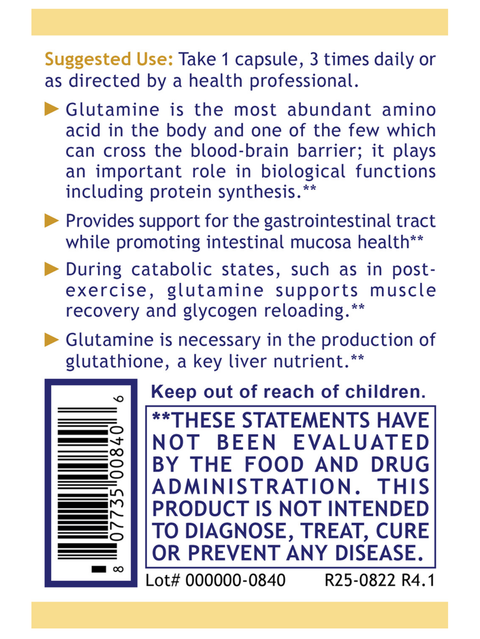 suggested use for Glutamine Premier, 100 Veg Caps, Premier Research Labs
