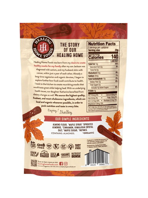 Graham Bites, Maple Cinnamon, Baked, Healing Home Foods, back of packaging
