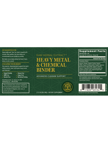 Heavy Metal & Chemical Binder, 2 oz, Global Healing, Label