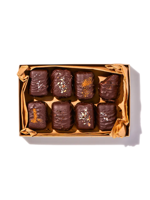 Holiday 8pc Truffle Box, Fine and Raw, inside box