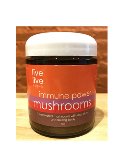 Immune Power Mushrooms, 50g powder, Live Live & Organic, Jar