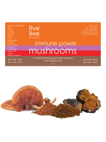 Immune Power Mushrooms, 50g powder, Live Live & Organic