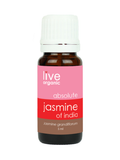 Bottle of live organic jasmine absolute on a white background