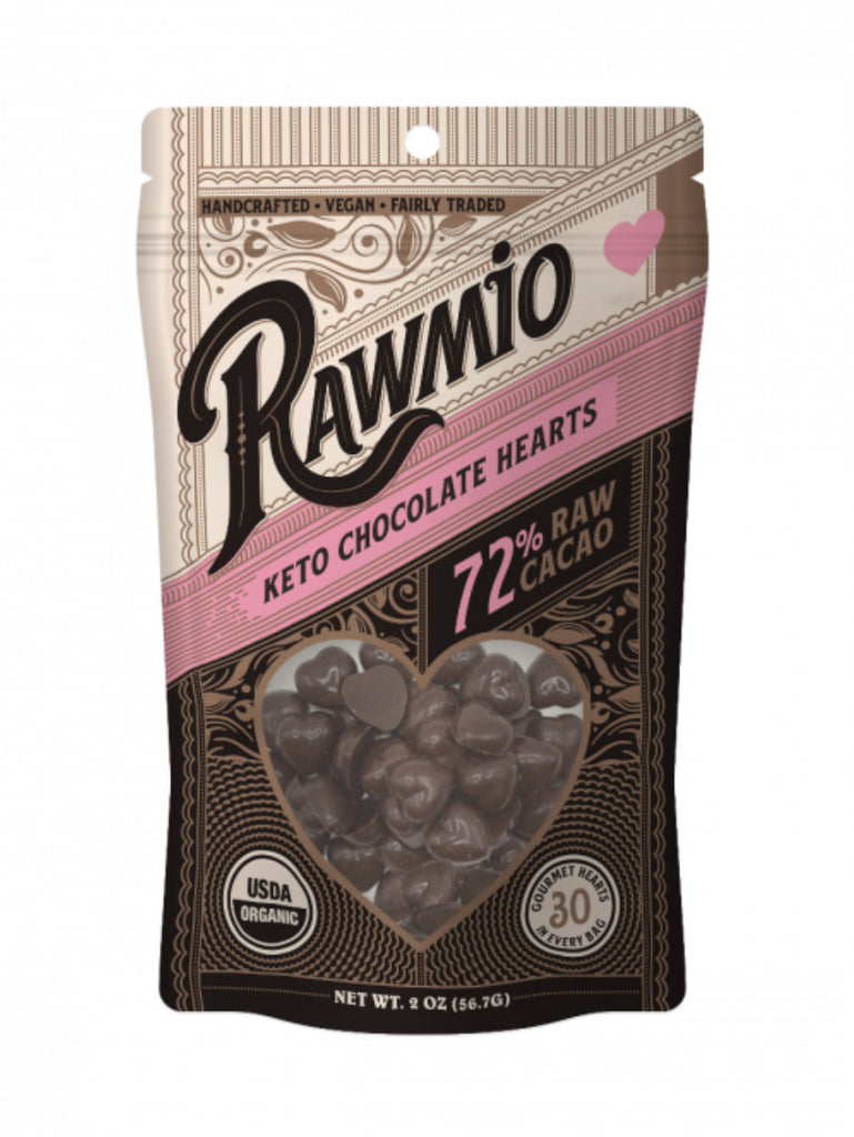 Raw Chocolate Hearts, Keto, 2oz, Rawmio