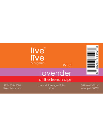 Lavender of the French Alps Essential Oil, Lavandula angustifolia, 10ml, Live Live & Organic, Label