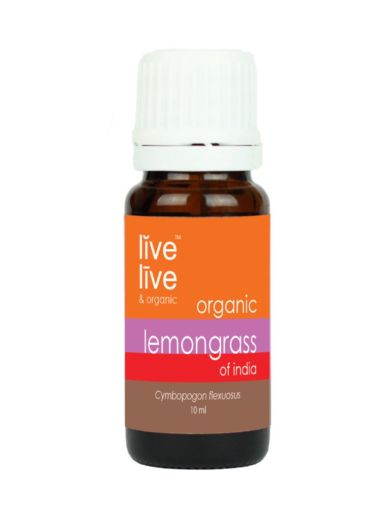Lemongrass of India Essential Oil, Cymbopogon flexuosus, 10ml, Live Live & Organic