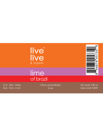 Lime of Brazil Essential Oil, Citrus aurantifolia, 10ml, Live Live & Organic, Label