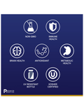 Icons with benefits for Liquid Zinc Ultra, 8oz, Premier Research Labs