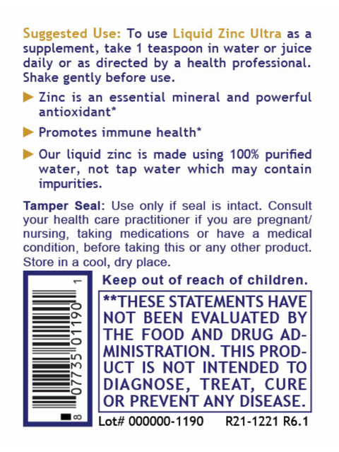 Suggested use for Liquid Zinc Ultra, 8oz, Premier Research Labs