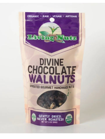 Living Nutz, Sprouted and Flavored Raw Nuts, Chocolate walnuts
