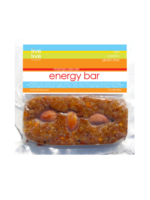 energy bar, mango pecan, 3oz, live live & organic