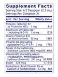 Supplement facts for Max B-ND, Fermented B Vitamins, Premier Research Labs