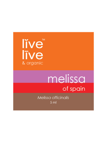 Melissa of Spain Essential Oil, Melissa officinalis, 5ml, Live Live & Organic, Label