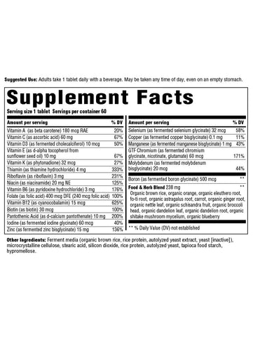 Mens One Daily, 60 Tabs, Iron Free, Innate Response Formulas, Supplement Facts