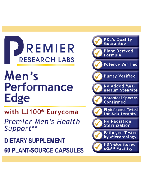 Front label of Men's Performance Edge, 45 Veg Caps, Premier Research Labs