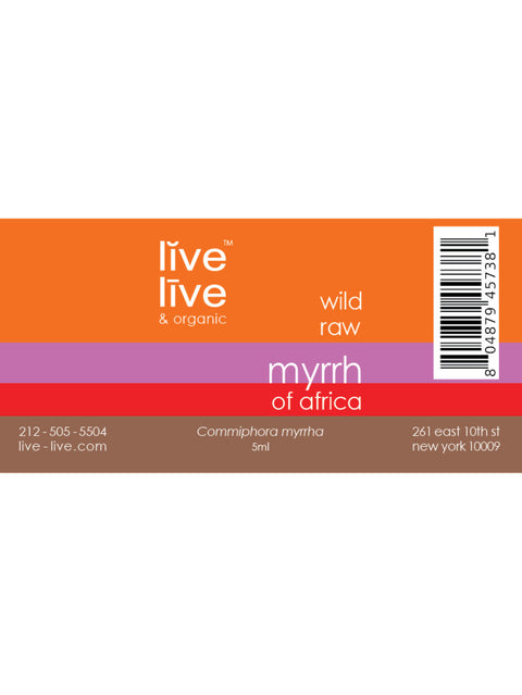 Myrrh of Africa Essential Oil, Commiphora myrrha, 5ml, Live Live & Organic, Label