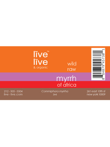 Myrrh of Africa Essential Oil, Commiphora myrrha, 5ml, Live Live & Organic, Label