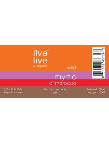 Myrtle of Morocco Essential Oil, Myrtus communis, 5ml, Live Live & Organic, Label