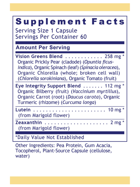 Supplement facts for OcuVen, 60 Veg Caps, Premier Research Labs