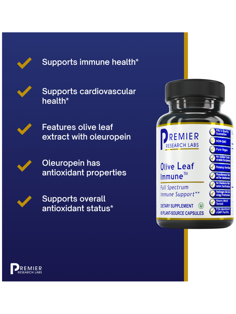 Benefits list for Olive Leaf Immune, 60 Veg Caps, Premier Research Labs