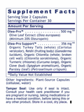 Supplement facts for Olive Leaf Immune, 60 Veg Caps, Premier Research Labs