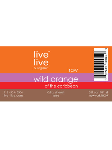 Orange, Wild, Caribbean Essential Oil, Citrus sinensis,10ml, Live Live & Organic, Label