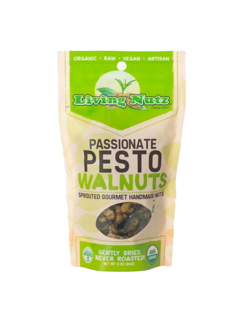 Living Nuts Passionate Pesto Walnuts packaging on a white background