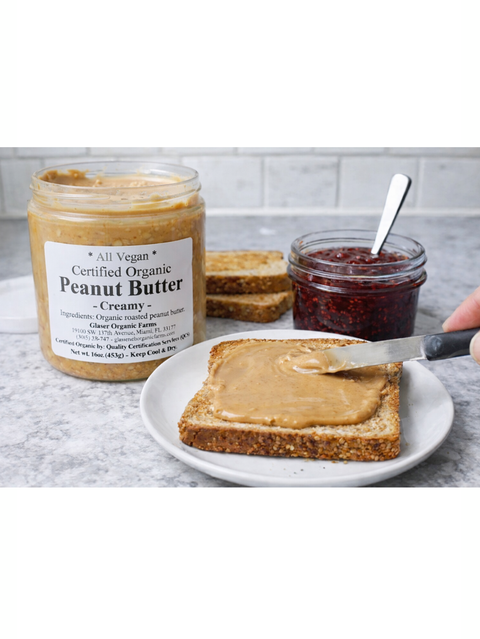 Organic Creamy Peanut Butter, 16oz, Glaser Organic Farms