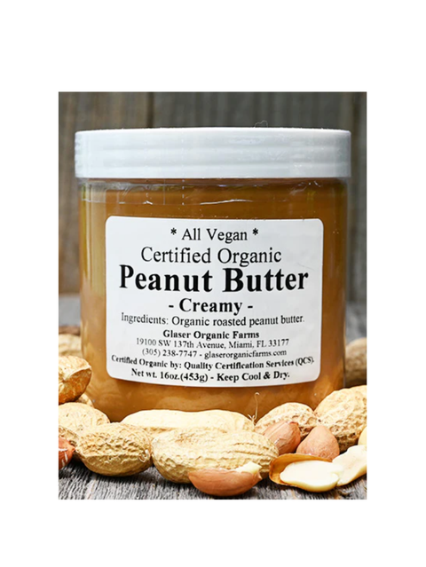 Organic Creamy Peanut Butter, 16oz, Glaser Organic Farms