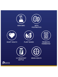 Collection of health and wellness icons on a blue background with 'Premier' branding.