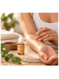 A customer rubbing a drop of progest E into their arm