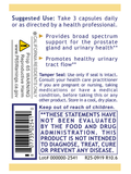 Back of a ProstaVen, 60 Veg Caps, Premier Research Labs box showing usage instructions, warnings, a barcode, and a tamper seal on a white background with pale yellow bands.
