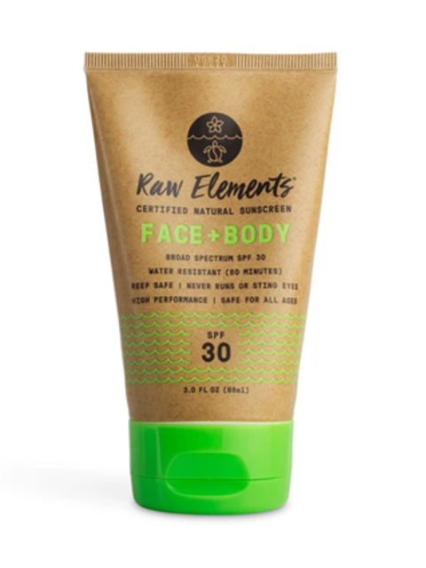 Face And Body Sunscreen, SPF 30+, 3oz, Raw Elements