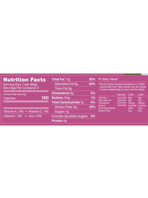 Mixed Berry Bar, 2oz, Rawmantic, Nutrition Facts