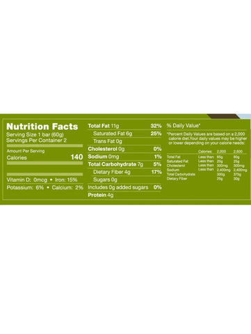 Matcha Bar, 2oz, Rawmantic, Nutrition Facts